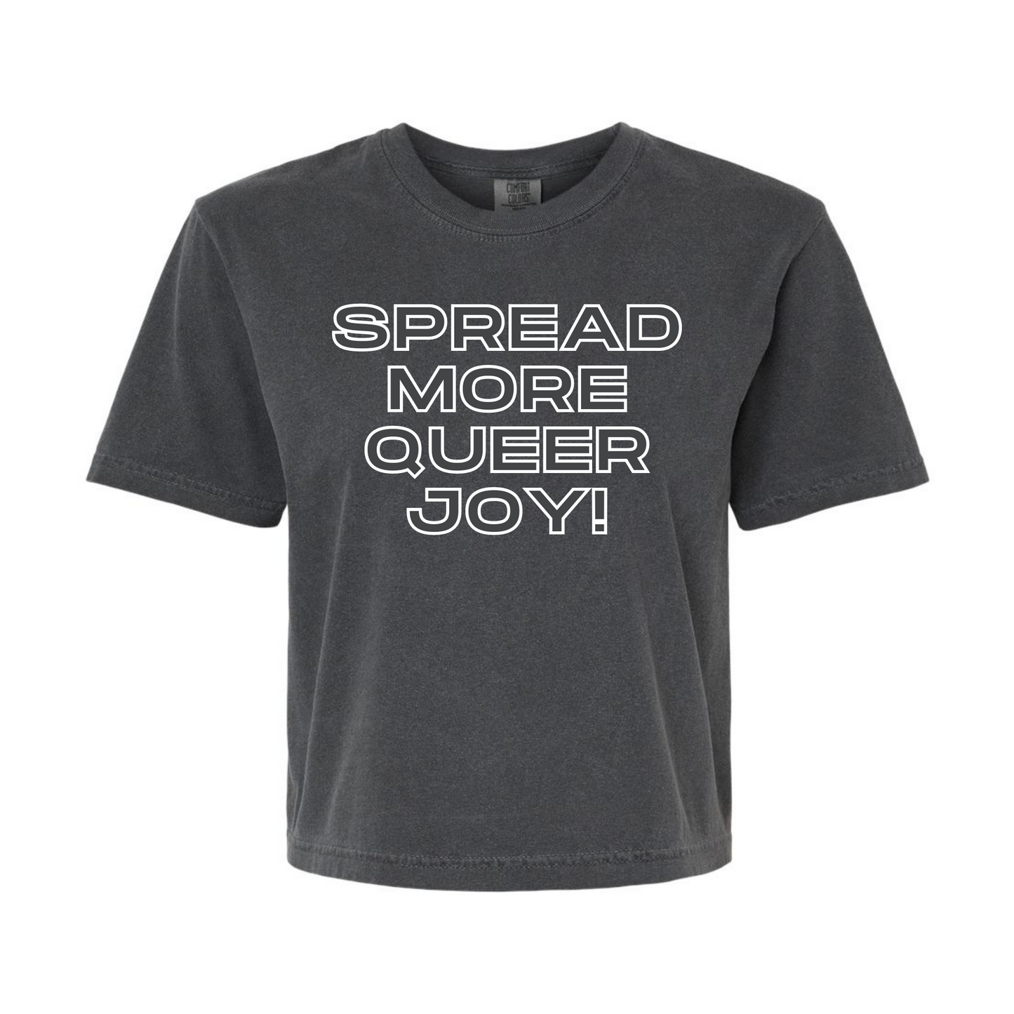 Cropped Queer Joy Shirt in Pepper