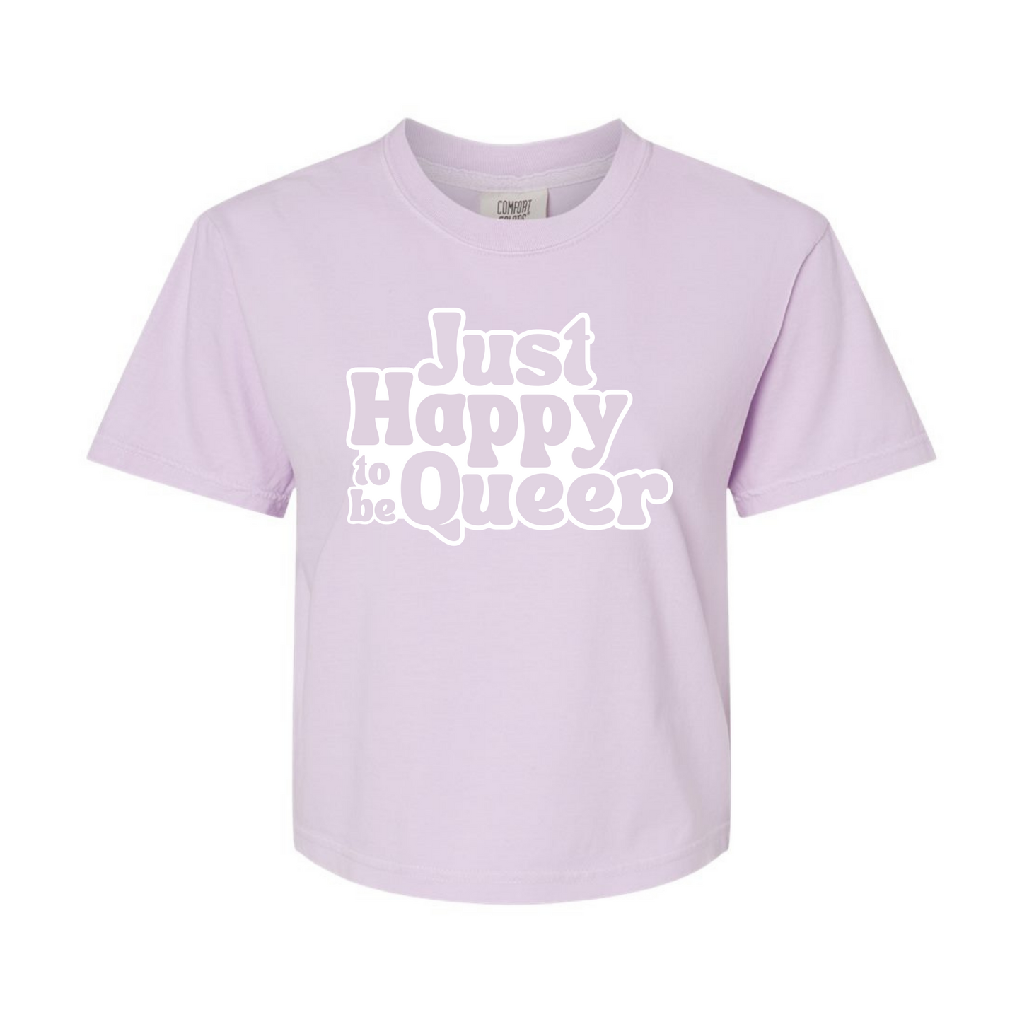 Cropped Happy to be Queer Shirt in Orchid