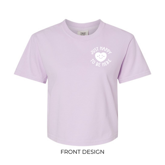 Cropped Happy to be Here Shirt in Orchid