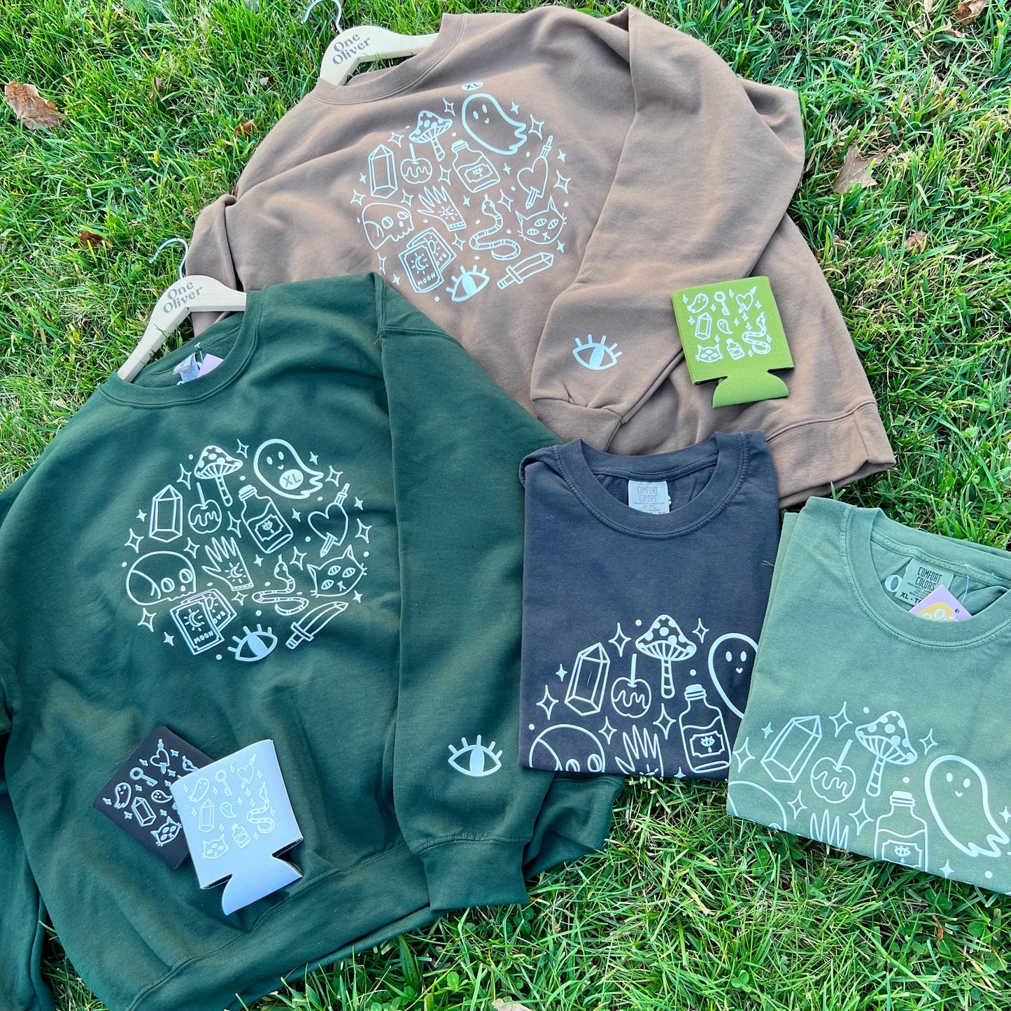 Spooky Stuff Crewneck in Forest Green