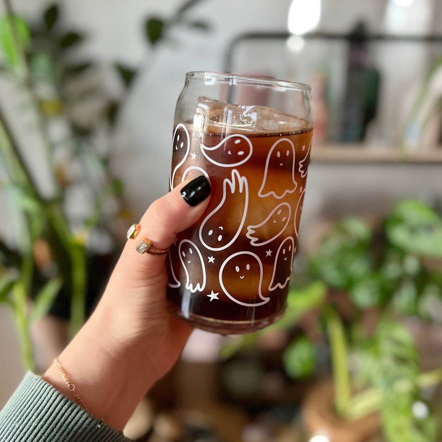 Happy Ghosts Glass Can Cup