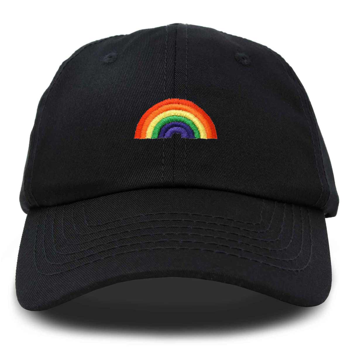 Embroidered Rainbow Pride Dad Hat in Black