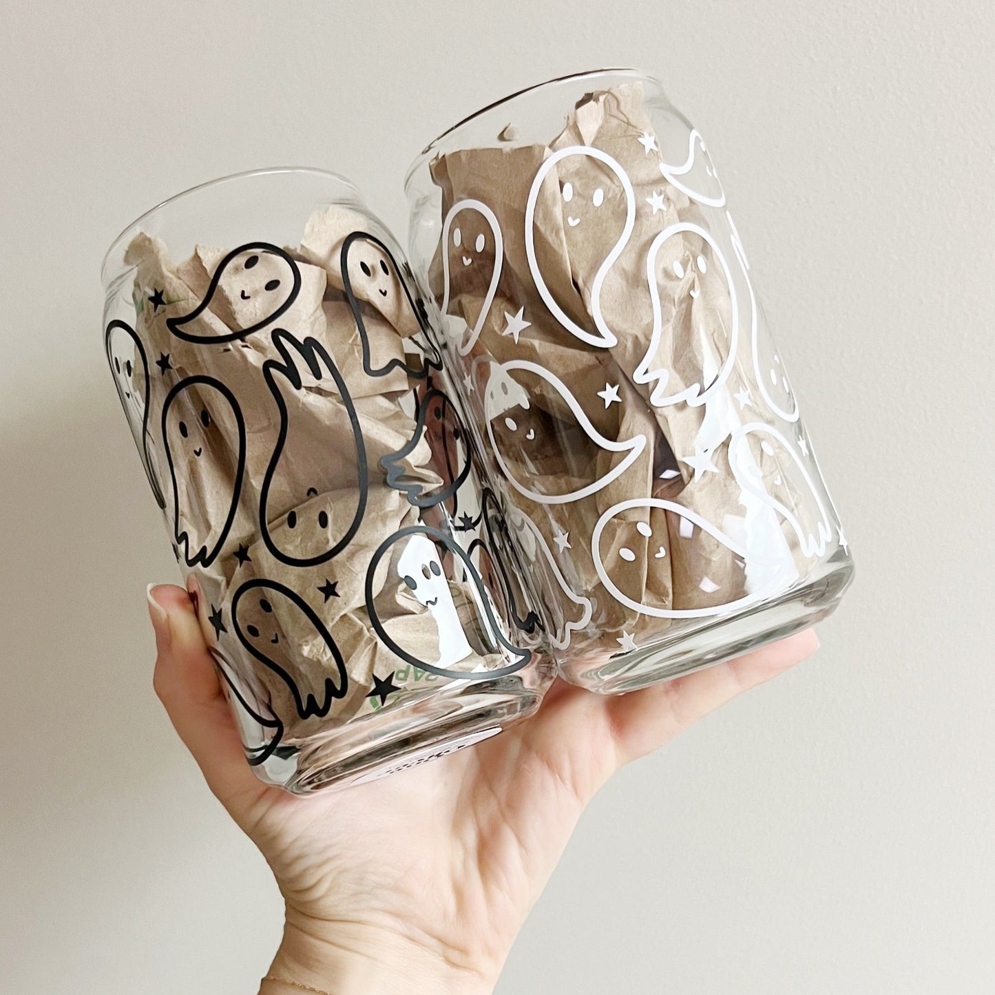 Happy Ghosts Glass Can Cup