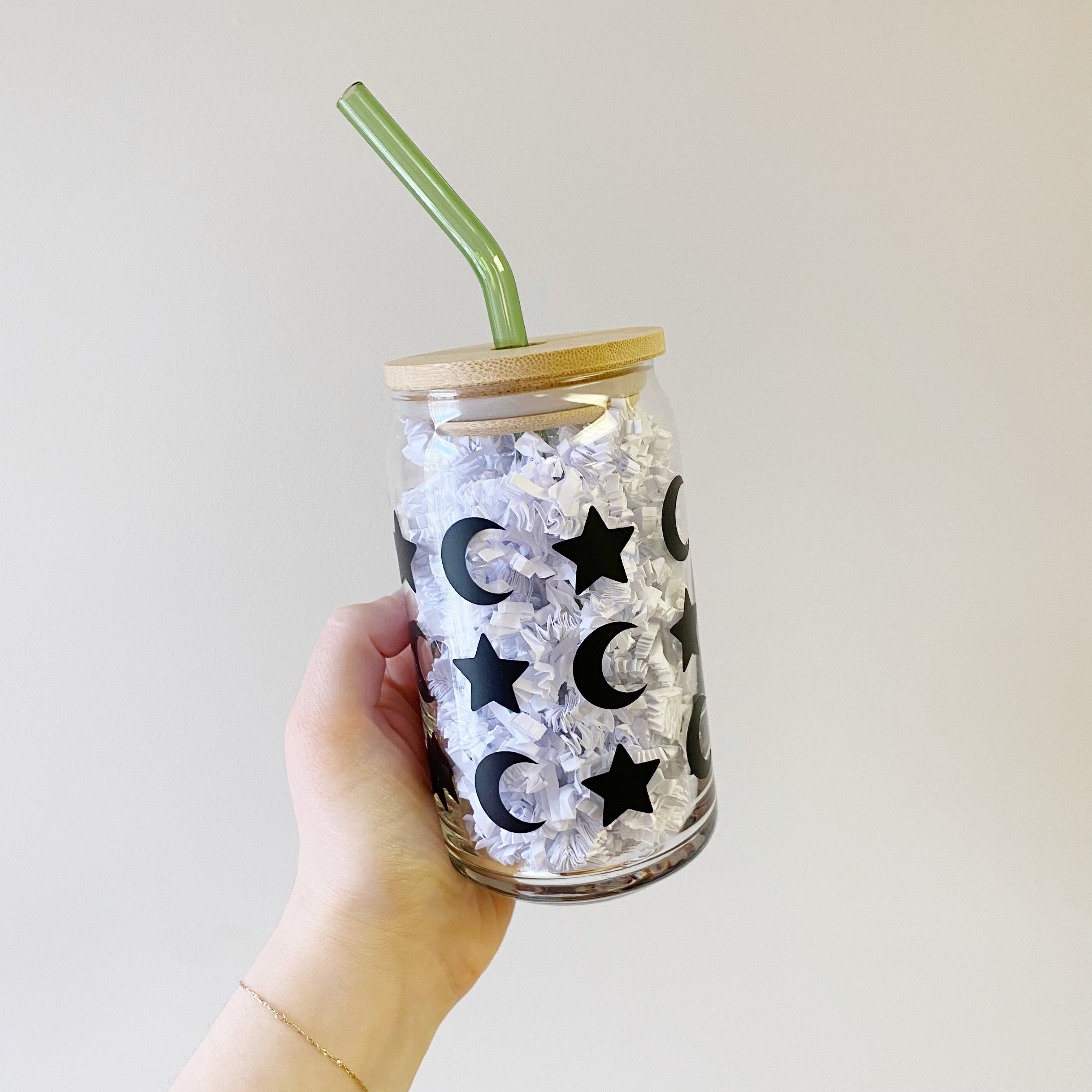 Moon + Stars Glass Can Cup – One Oliver