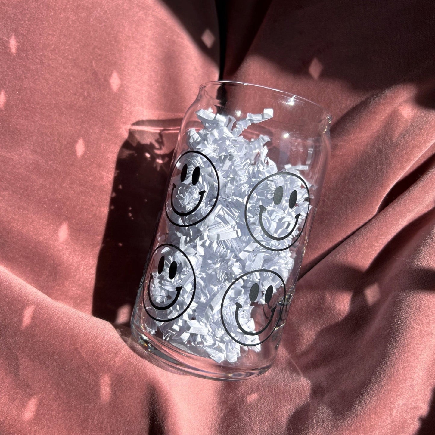 Smiley Glass Can Cup