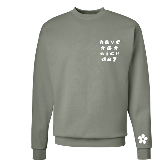 Have A Nice Day Crewneck in Light Green