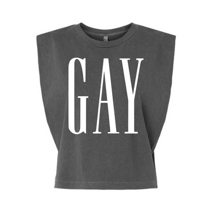 Cropped GAY Tank in Faded Black