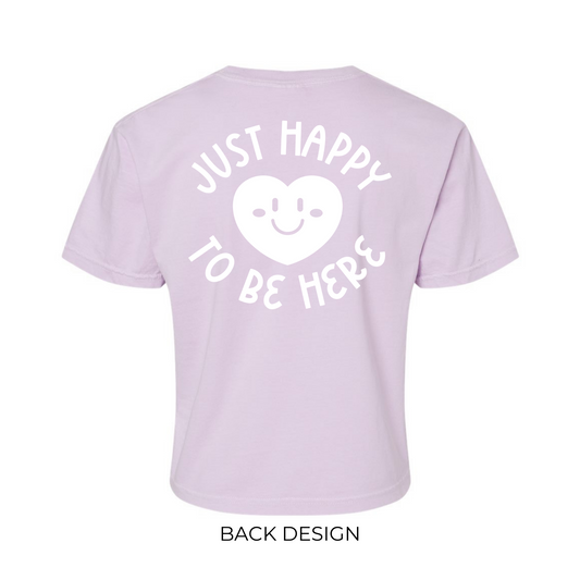 Cropped Happy to be Here Shirt in Orchid