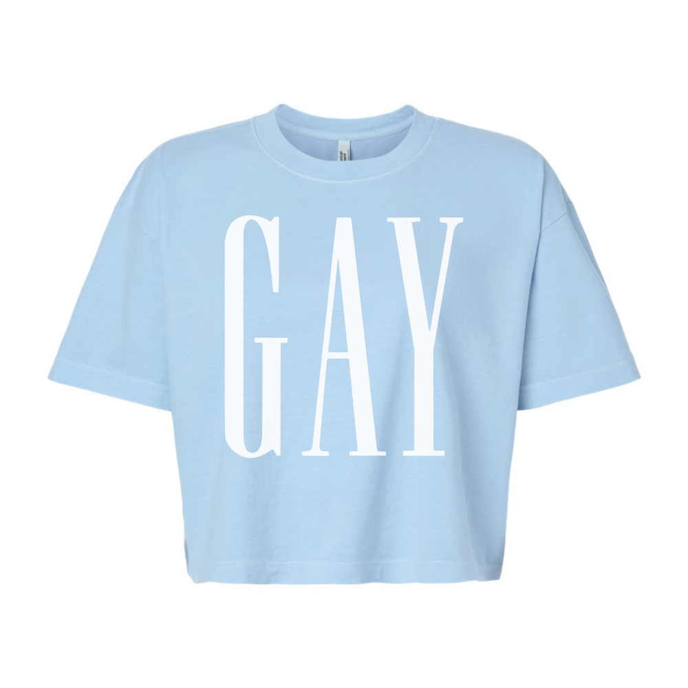 *PRE-ORDER* GAY Cropped Tee | Powder Blue