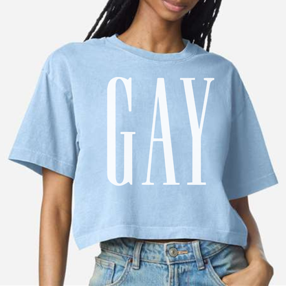 *PRE-ORDER* GAY Cropped Tee | Powder Blue