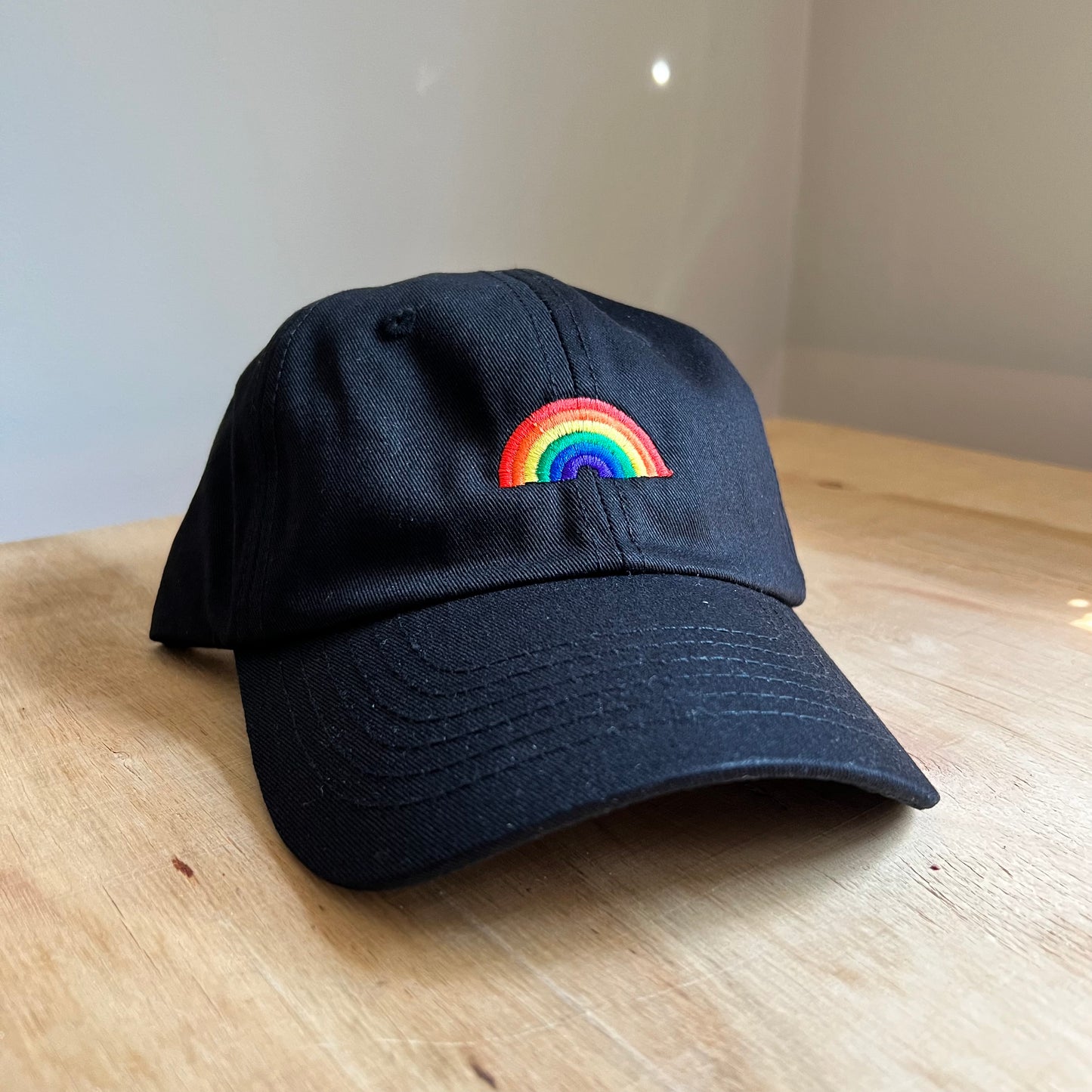 Embroidered Rainbow Pride Dad Hat in Black