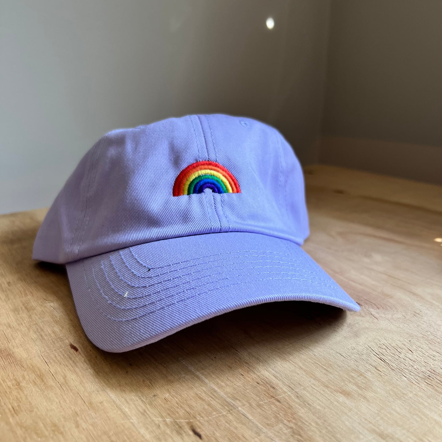 Embroidered Rainbow Pride Dad Hat in Lavender