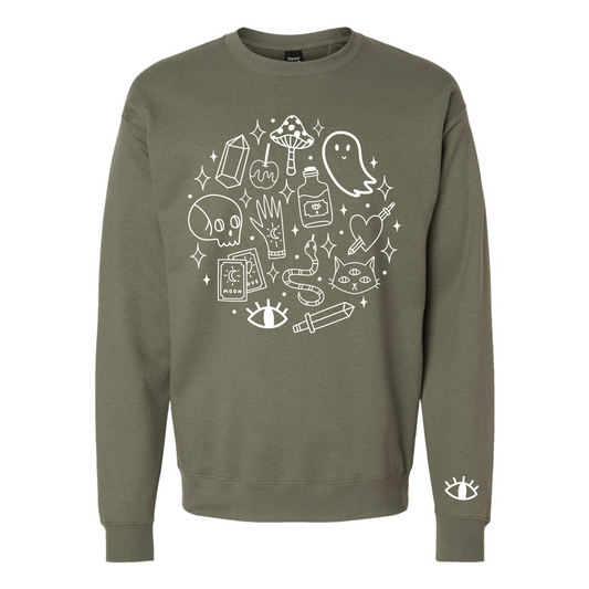 Spooky Stuff Crewneck in Green