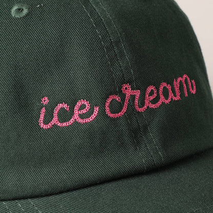 Embroidered Ice Cream Dad Hat in Dark Green