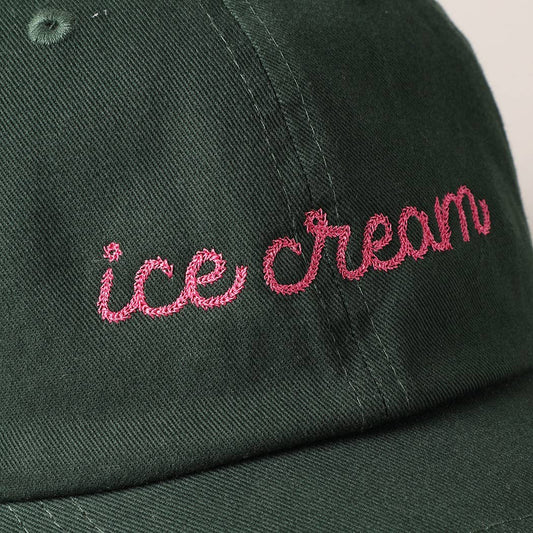Embroidered Ice Cream Dad Hat in Dark Green