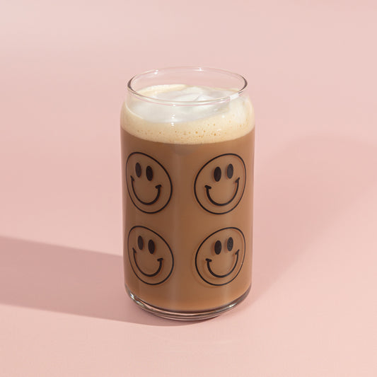 Smiley Glass Can Cup