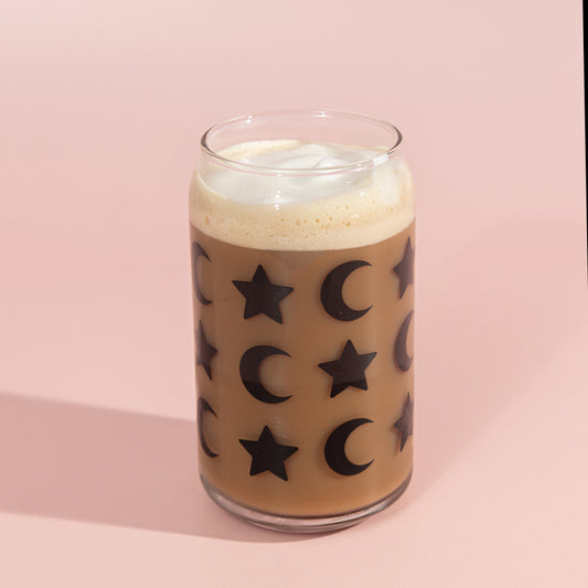 Moon + Stars Glass Can Cup