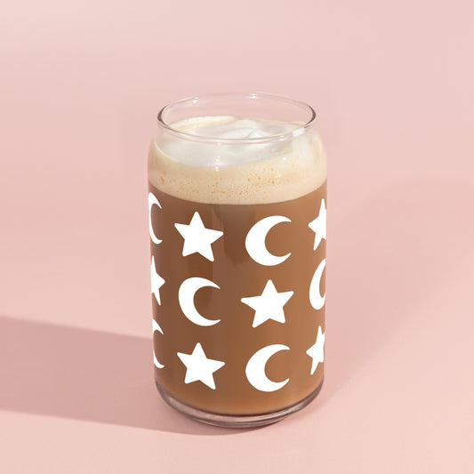 Moon + Stars Glass Can Cup