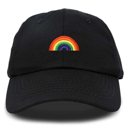 Embroidered Rainbow Pride Dad Hat in Black