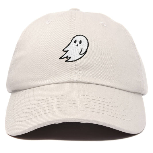 Embroidered Ghost Dad Hat in Beige