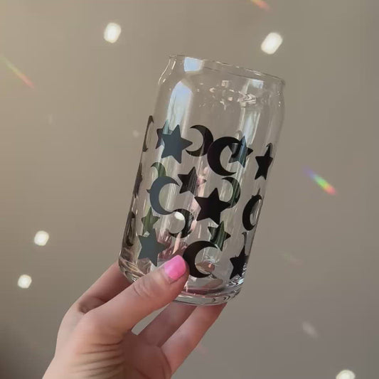Moon + Stars Glass Can Cup