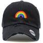 Embroidered Rainbow Pride Hat in Vintage Black