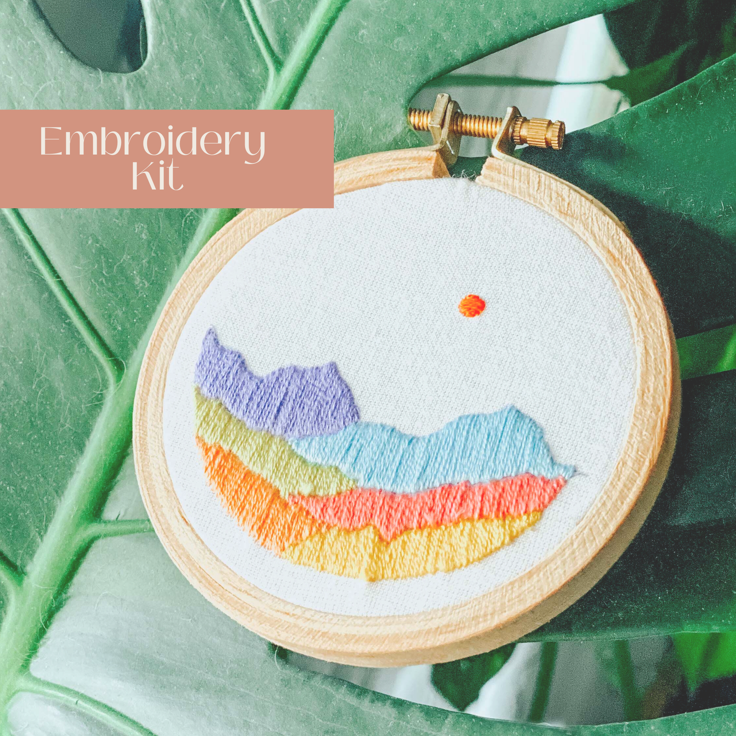 Sunday Mornings Shop LLC - Beginner Embroidery Kit | Rainbow Mountain