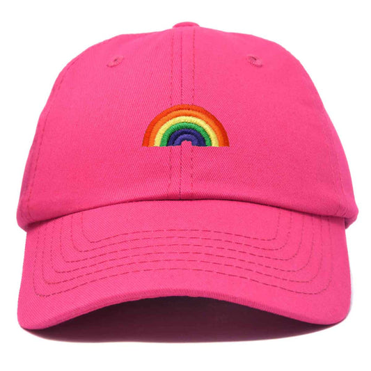 Embroidered Rainbow Pride Dad Hat in Hot Pink
