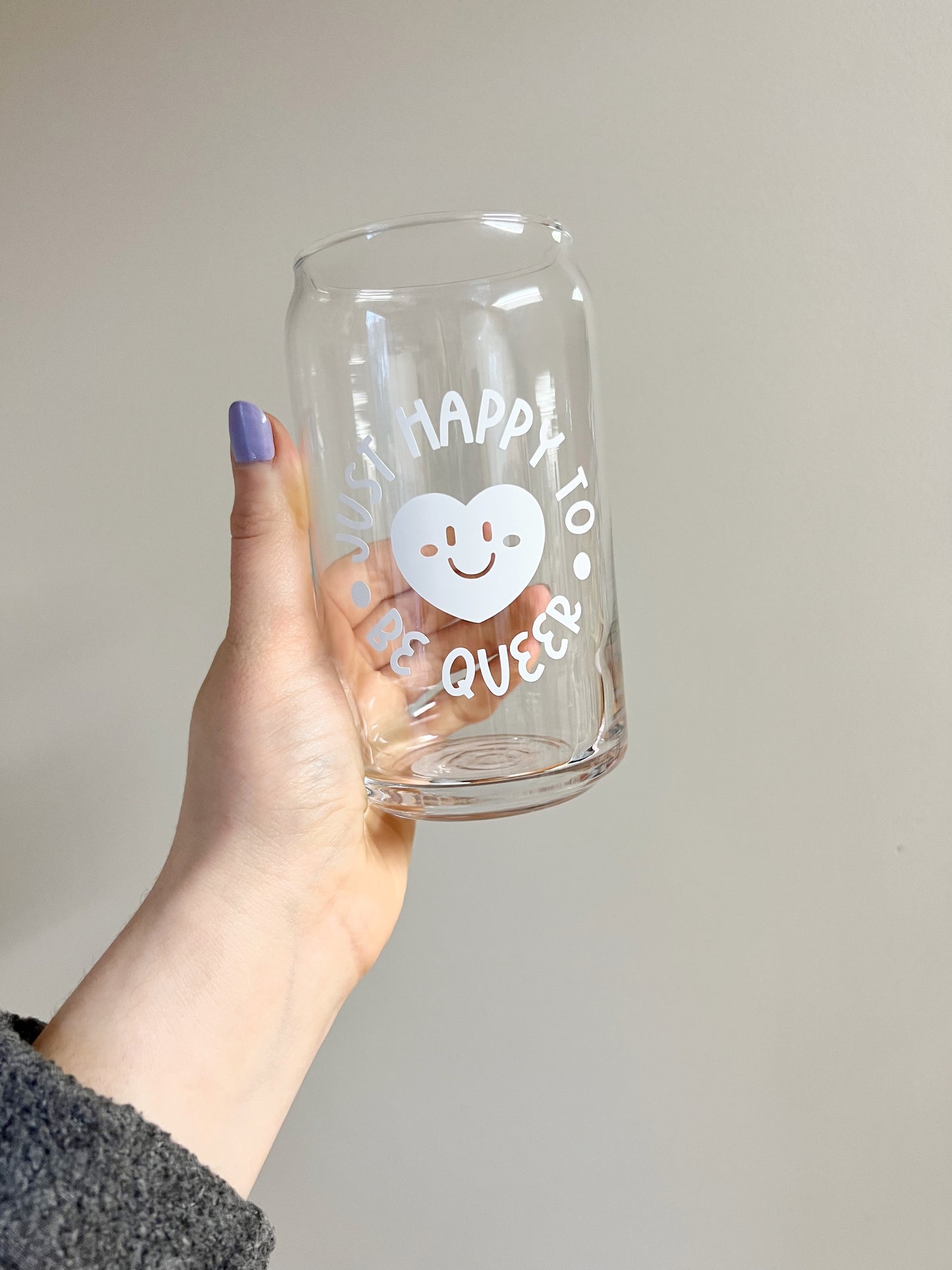 Just Happy to be Queer Glass Can Cup